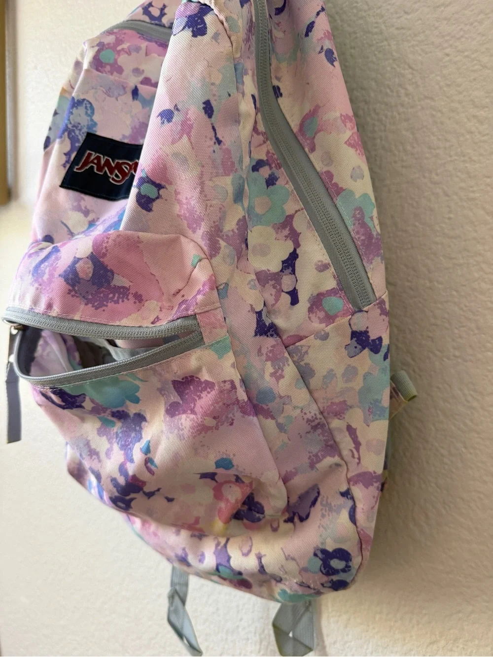 Jansport Floral Backpack Pink Purple Blue School Travel Book Bag Back to School